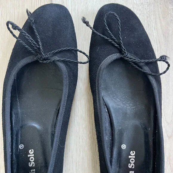 London Sole Suede Black Ballet Flats 36 - Picture 2 of 6